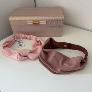 2 new Lululemon athletica Soft Pink and Warm Brown Headbands
